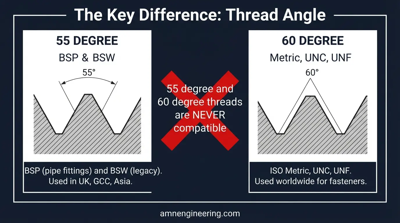 Chart matching common applications such as machine components, pipe fittings, and aerospace to their recommended thread standard